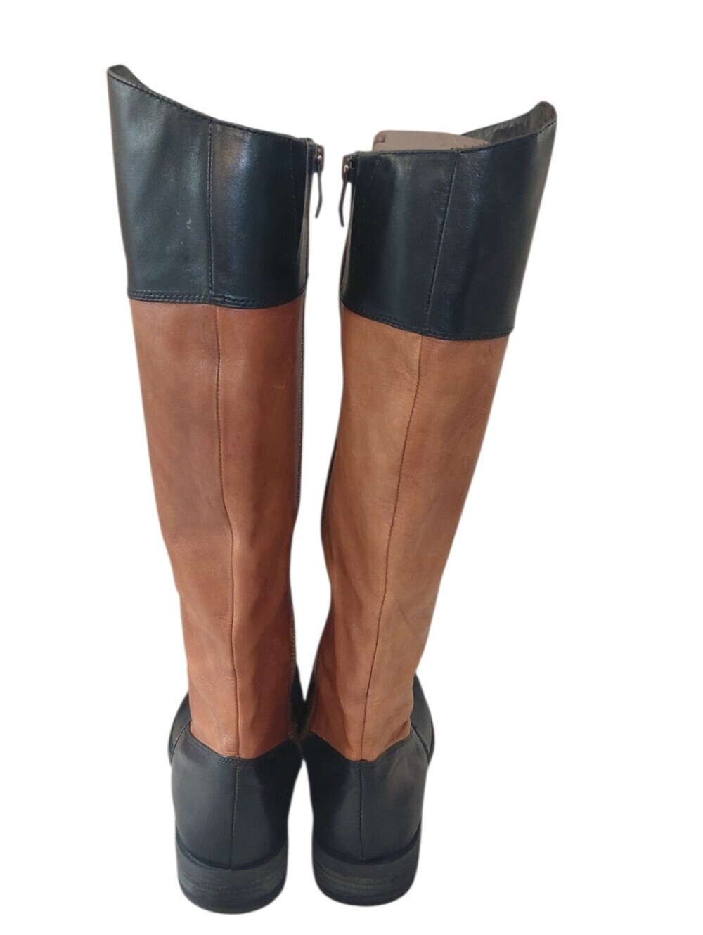 Vince Camuto Two-Tone Black & Brown Knee-High Riding Boots Size 8.5 - Picture 8 of 12